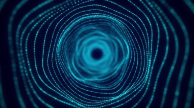 Soyut kablo şeması tüneli. Mavi solucan deliği. Üç boyutlu portal ızgarası. Gelecekçi fantezi hunisi. 3d oluşturma.