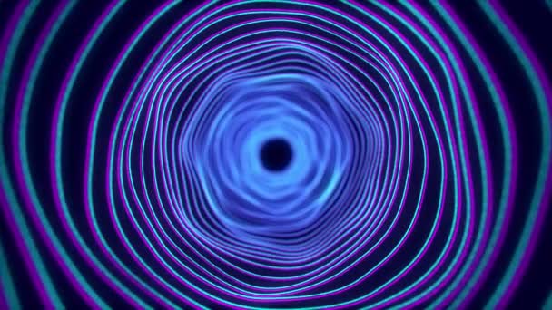 Abstrakter Drahtgittertunnel Mit Glitch Effekt Blaues Wurmloch Portalraster Futuristischer Fantasytrichter — Stockvideo