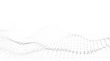 Parçacıkların soyut teknoloji dalgası. Büyük veri görselleştirmesi. Hareket noktalı hafif arkaplan. Yapay zeka. 3d oluşturma.