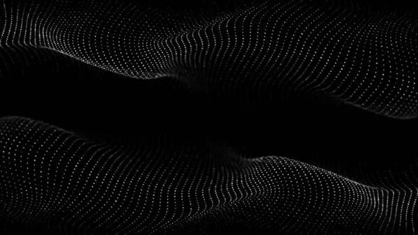 Tecnología Abstracta Doble Onda Partículas Visualización Macrodatos Fondo Oscuro Con — Foto de Stock