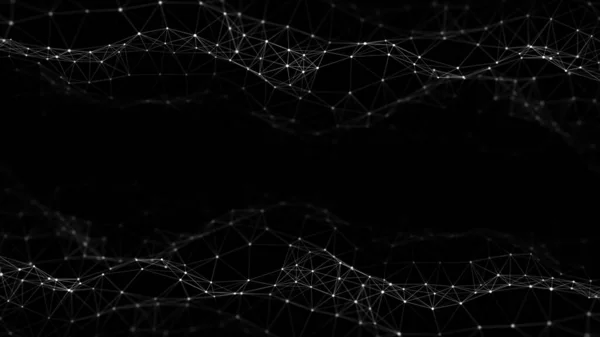 Αφηρημένη Τεχνολογία Διπλό Κύμα Σωματιδίων Μεγάλη Οπτικοποίηση Δεδομένων Σκούρο Φόντο — Φωτογραφία Αρχείου
