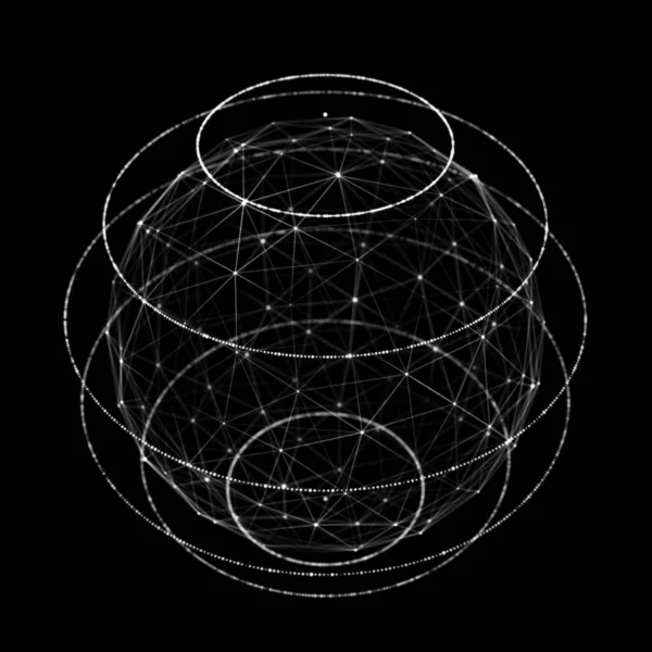Sphère Noire Futuriste Particules Lignes Connexion Réseau Big Data Contexte — Photo