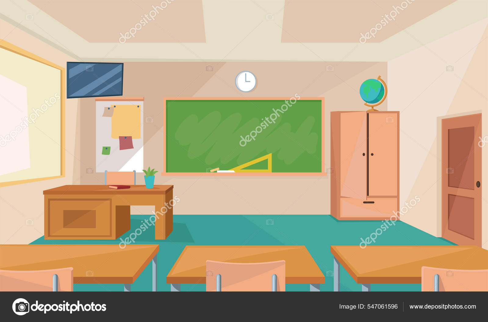 Modern Classroom Interior Background Empty School Classroom Chairs