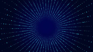 Soyut kablo şeması tüneli. Mavi vektör solucan deliği. Üç boyutlu portal ızgarası. Gelecekçi fantezi hunisi.