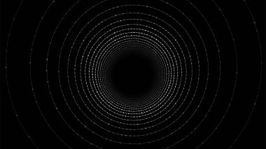 Soyut kablo şeması tüneli. Kara solucan deliğini yönlendir. Üç boyutlu portal ızgarası. Gelecekçi fantezi hunisi.