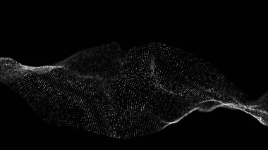 DNA 'lı moleküler arka plan. Ağ konsepti. Müzik dalgası. Büyük veri görselleştirmesi. Karanlık arkaplanda noktaları birleştiren soyut arkaplan.