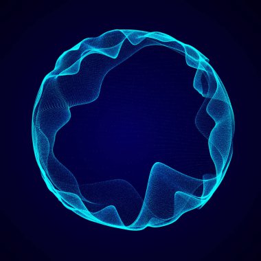 Parçacıkların ve çizgilerin gelecekteki mavi küresi. Ağ bağlantısı büyük veri. Soyut teknoloji geçmişi. 3d oluşturma.