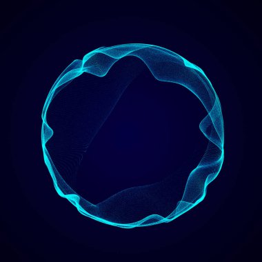 Parçacıkların ve çizgilerin gelecekteki mavi küresi. Ağ bağlantısı büyük veri. Soyut teknoloji geçmişi. 3d oluşturma.