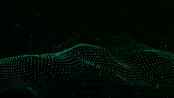 Абстрактная Технологическая Волна Частиц Большая Визуализация Данных Темный Фон Точками — стоковое фото