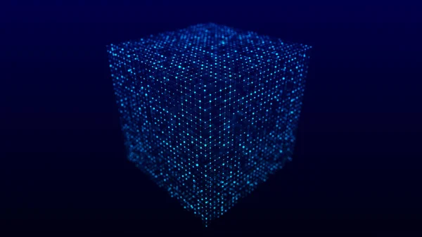 사이버 네트워크 구조는 정육면체의 형태이다 기술은 데이터를 합니다 과학적 기하학적 — 스톡 사진