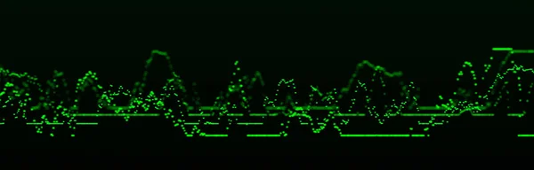 Absztrakt Dinamikus Zenei Hullám Technológiai Háttér Zöldpöttyös Hangkiegyenlítő Tőzsdei Tőzsdei — Stock Fotó