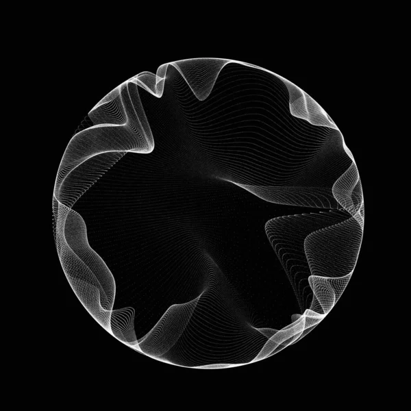 未来的黑色球体的粒子和线条 网络连接大数据 摘要技术背景 3D渲染 — 图库照片
