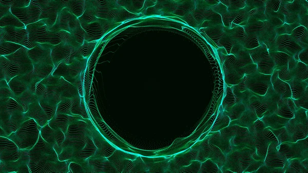 Abstrakt Kabelgenomföringstunnel Grönt Maskhål Portalnät Futuristisk Fantasi Fyrkantig Tratt Konvertering — Stockfoto