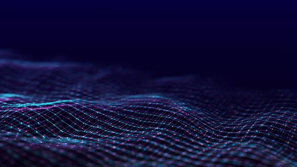 Futuristic Digital Wave Dark Glitch Cyberspace Abstract Wave Dots Line — Fotografia de Stock