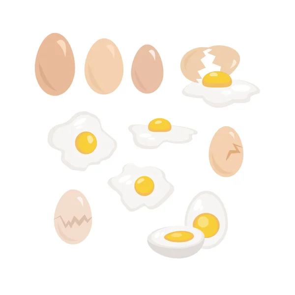 Conjunto Huevos Regulares Sobre Fondo Blanco Ilustración Vectorial Huevos Grandes — Vector de stock