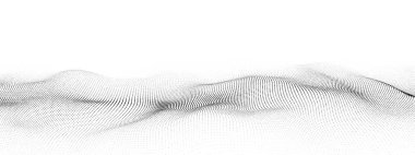 Gelecekçi teknoloji dalgası. Dijital siber uzay. Hareket eden parçacıklarla soyut vektör dalgası. Büyük veri analizleri.