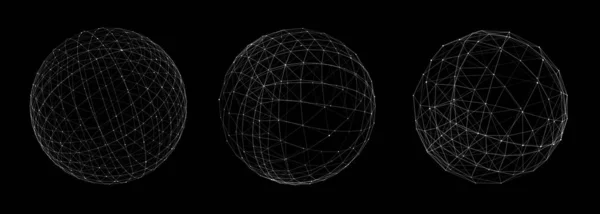 粒子と線のベクトル未来集合黒球 ネットワーク接続ビッグデータ 要旨技術の背景 — ストックベクタ
