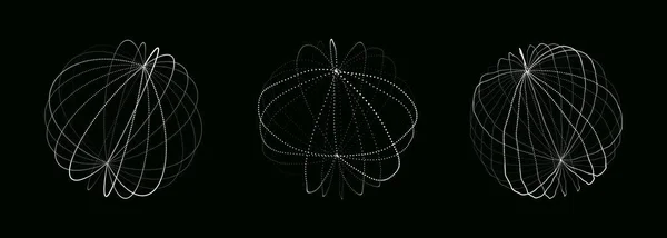 矢量未来主义设置了粒子和线条的黑色球体 网络连接大数据 摘要技术背景 — 图库矢量图片