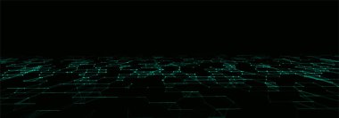 Soyut dijital akış parçacıkları. Siber ağ bağlantısı arka planı. Büyük veri görselleştirmesi. Vektör teknolojisi siyah arkaplan.