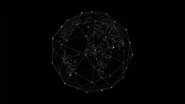 Virtual Planet Earth Particles Lines Network Connection Big Data Vector — Vettoriale Stock