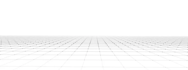 Technologie Wireframe Landschaft Vektorperspektivenraster Digitaler Raum Mesh Auf Weißem Hintergrund — Stockvektor
