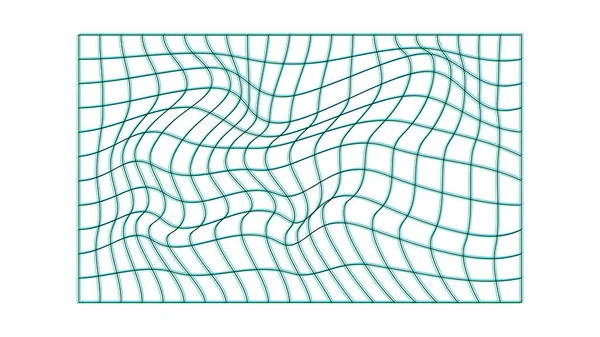 抽象畸变线框波 产生了小故障 矢量曲线表面背景 技术网格模式 蓝色网状波 — 图库矢量图片