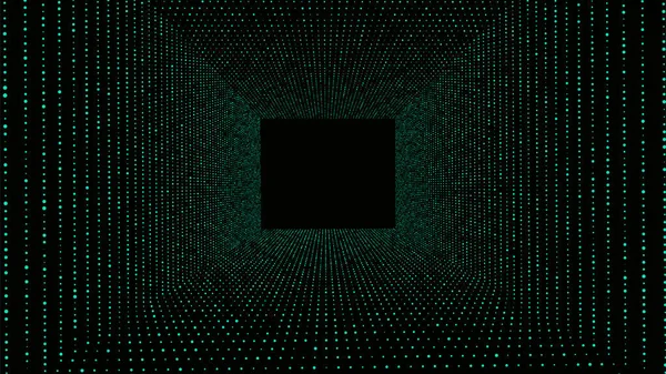 Abstract Wireframe Tunnel Vector Green Wormhole Portal Grid Futuristic Fantasy — Stock Vector