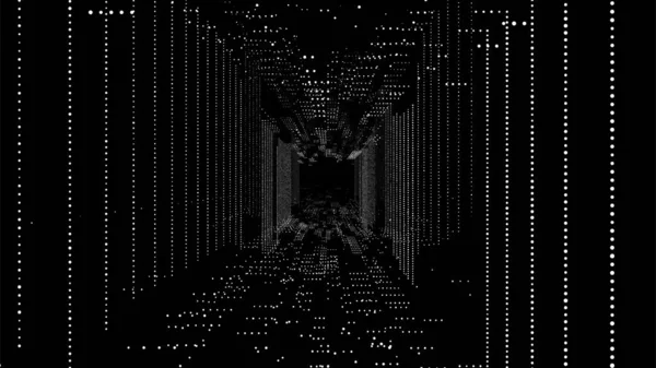 抽象的なワイヤーフレームトンネル ベクターブラックワームホール 3Dポータルグリッド 未来のファンタジーファンネル — ストックベクタ
