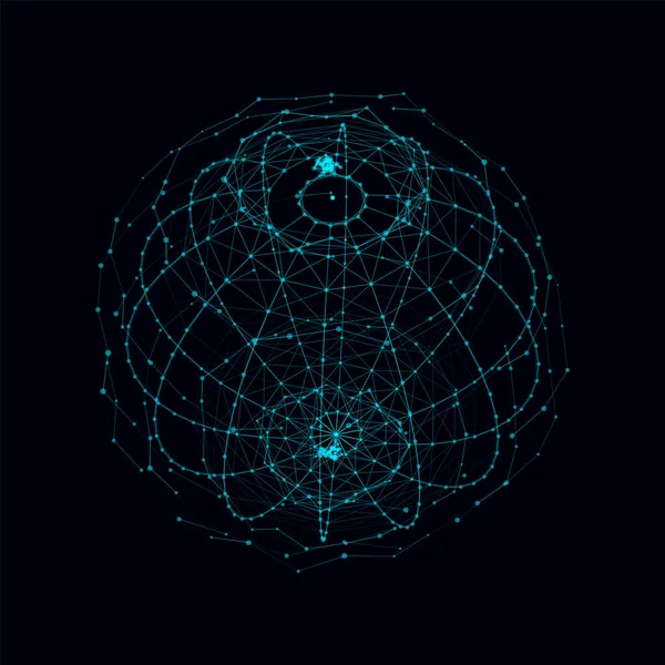 粒子和线的矢量未来蓝色球体 网络连接大数据 摘要技术背景 — 图库矢量图片