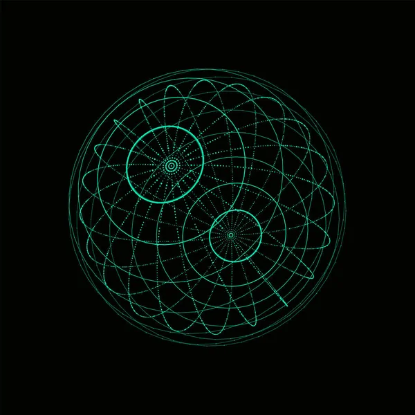 Vector Futurista Esfera Verde Partículas Líneas Conexión Red Big Data — Archivo Imágenes Vectoriales