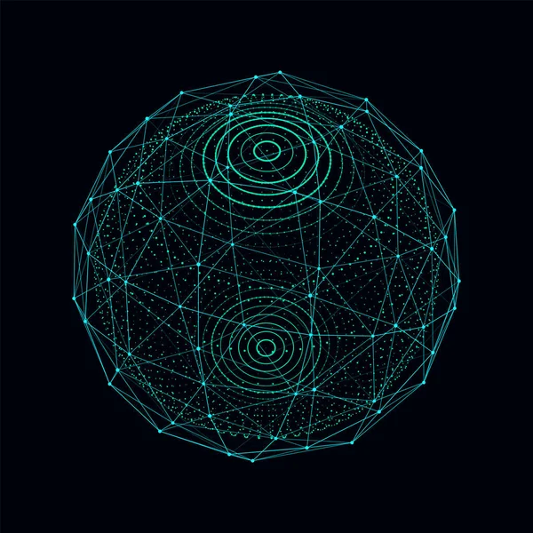 Vetor Futurista Esfera Azul Partículas Linhas Big Data Conexão Rede —  Vetores de Stock