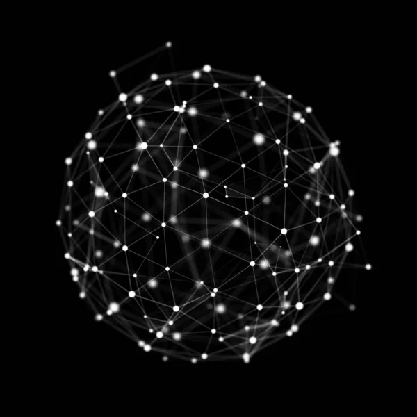Esfera Negra Futurista Partículas Linhas Big Data Conexão Rede Antecedentes — Fotografia de Stock