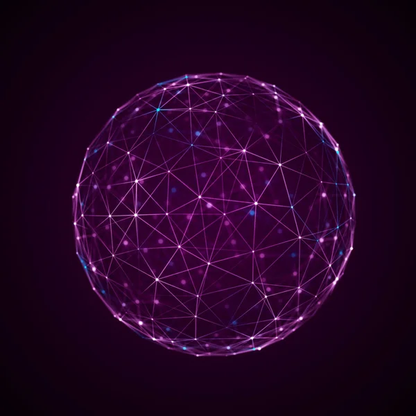 Futuristic Pink Sphere Particles Lines Network Connection Big Data Abstract — Foto de Stock