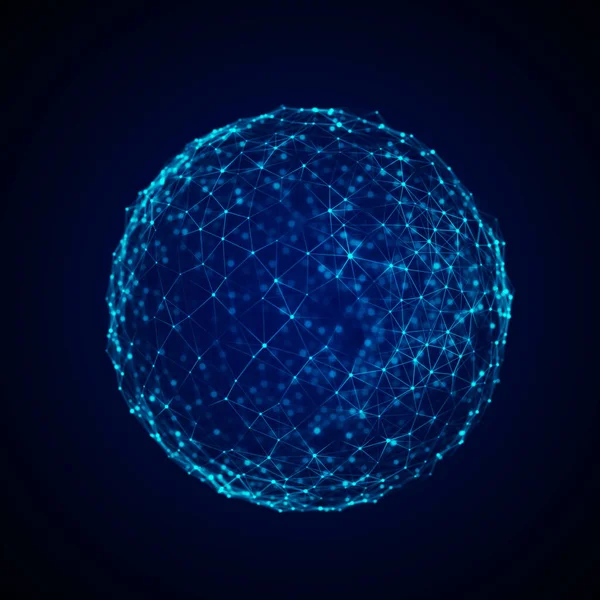 Futuristic Blue Sphere Particles Lines Network Connection Big Data Abstract — Stock Photo, Image