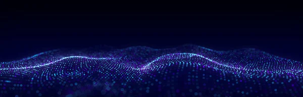 Футуристические Технологические Волны Цифровой Киберпространство Абстрактная Волна Движущимися Частицами Цветном — стоковое фото
