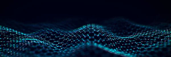 Futuristic Glitch Hexagon Wave Dark Cyberspace Abstract Wave Dots Line — Fotografia de Stock