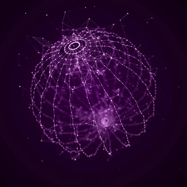 Futuristic Pink Sphere Particles Lines Network Connection Big Data Abstract — Stockfoto