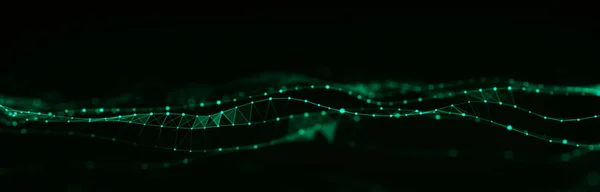 Абстрактна Технологія Хвиля Частинок Велика Візуалізація Даних Темний Фон Точками — стокове фото
