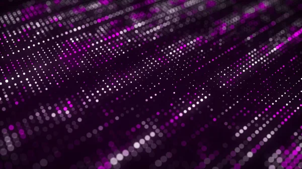 Abstract digital flow particles. Cyber network connection background. Big data visualization. Technology colorful backdrop. 3d rendering.