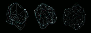 Vector set futuristic glitch sphere of particles and lines. Network connection big data. Abstract technology background.