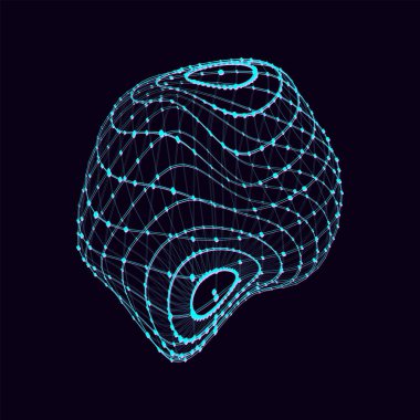 Vector futuristic glitch sphere of particles and lines. Network connection big data. Abstract technology background.