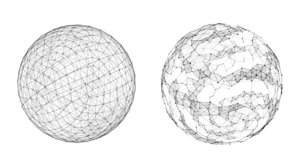Vektor Futuristische Set Weiße Kugel Von Teilchen Und Linien Netzwerkverbindung — Stockvektor