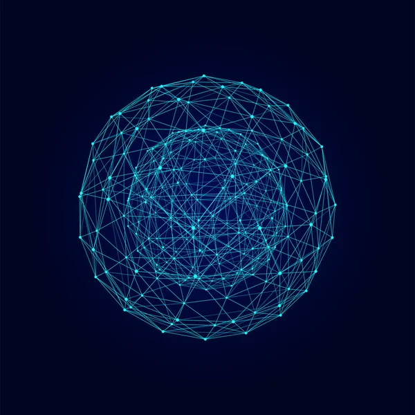 Διάνυσμα Φουτουριστικό Μπλε Σφαίρα Σωματιδίων Και Γραμμών Τεράστια Δεδομένα Σύνδεσης — Διανυσματικό Αρχείο