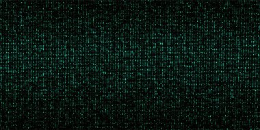 Gürültü efektli yeşil noktalar. Soyut yarım ton arkaplan. Vektör arızası. Matris veya ikili kodlu dijital ekran.