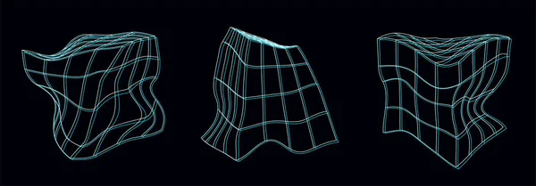 Vector Set Futuristic Glitch Cubes Particles Lines Network Connection Big — 图库矢量图片