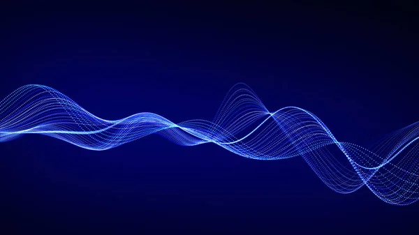 Soyut dinamik müzik dalgası. Teknoloji geçmişi. Mavi noktalı ses eşitleyici. Hisse senedi, döviz veya kripto para birimi şeması. 3d oluşturma.