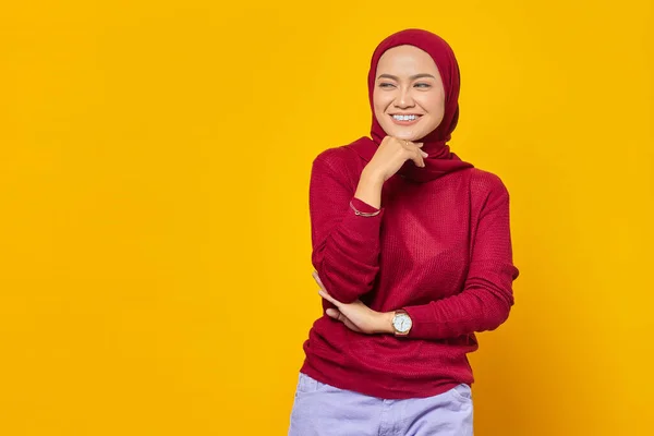 Portrait Happiness Young Asian Woman Looking Confident Crossed Arm Hand — Stock Photo, Image