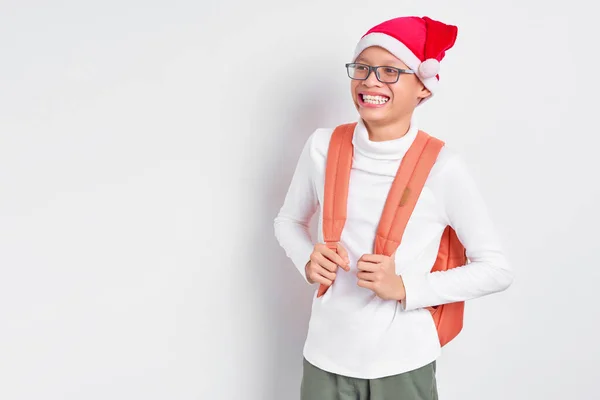 Allegro Bel Giovane Studente Asiatico Cappello Natale Indossa Una Shirt — Foto Stock