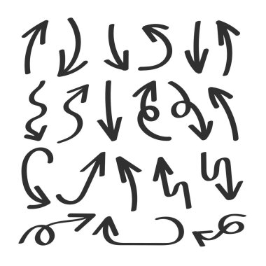 Beyaz Arkaplanda İzole Edilmiş El Tarzı Okların Vektör Kümesi.