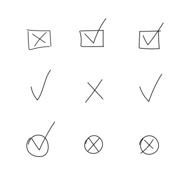 El çizilmiş vektör kümesi işaretleri, kare ve daire çerçeve koleksiyonu.